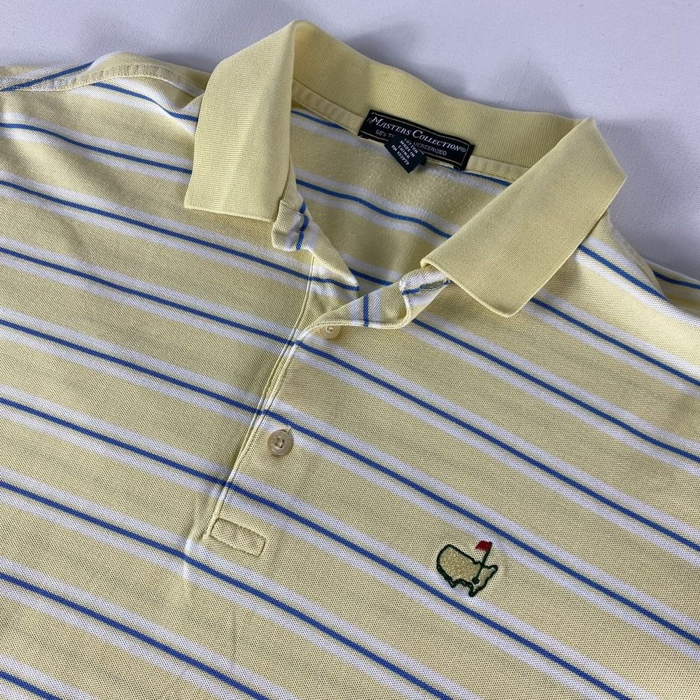 Masters Collection Polo Shirt Men's Large Yellow Striped Augusta National Golf